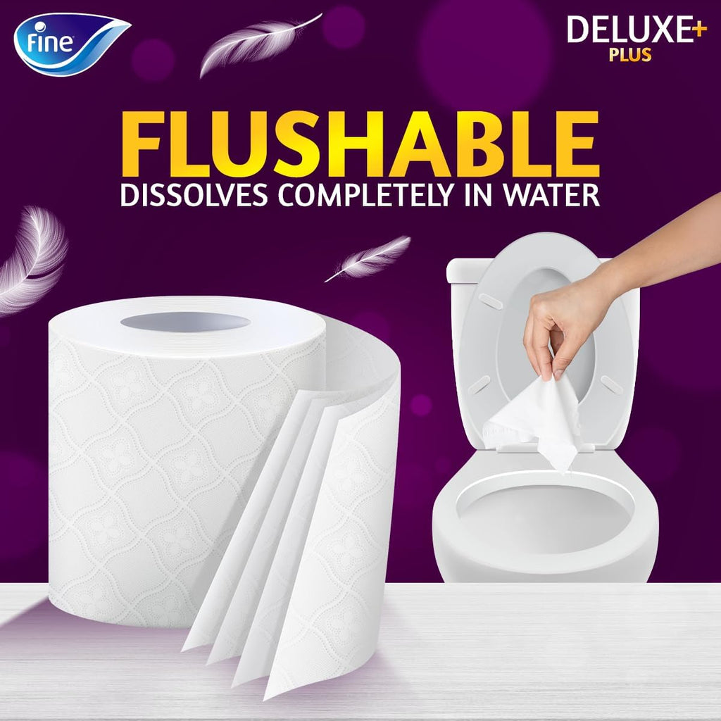 Fine Deluxe Toilet Paper 4 Ply, 9 Rolls x 140 Sheets (Pack of 2) — additional view 4