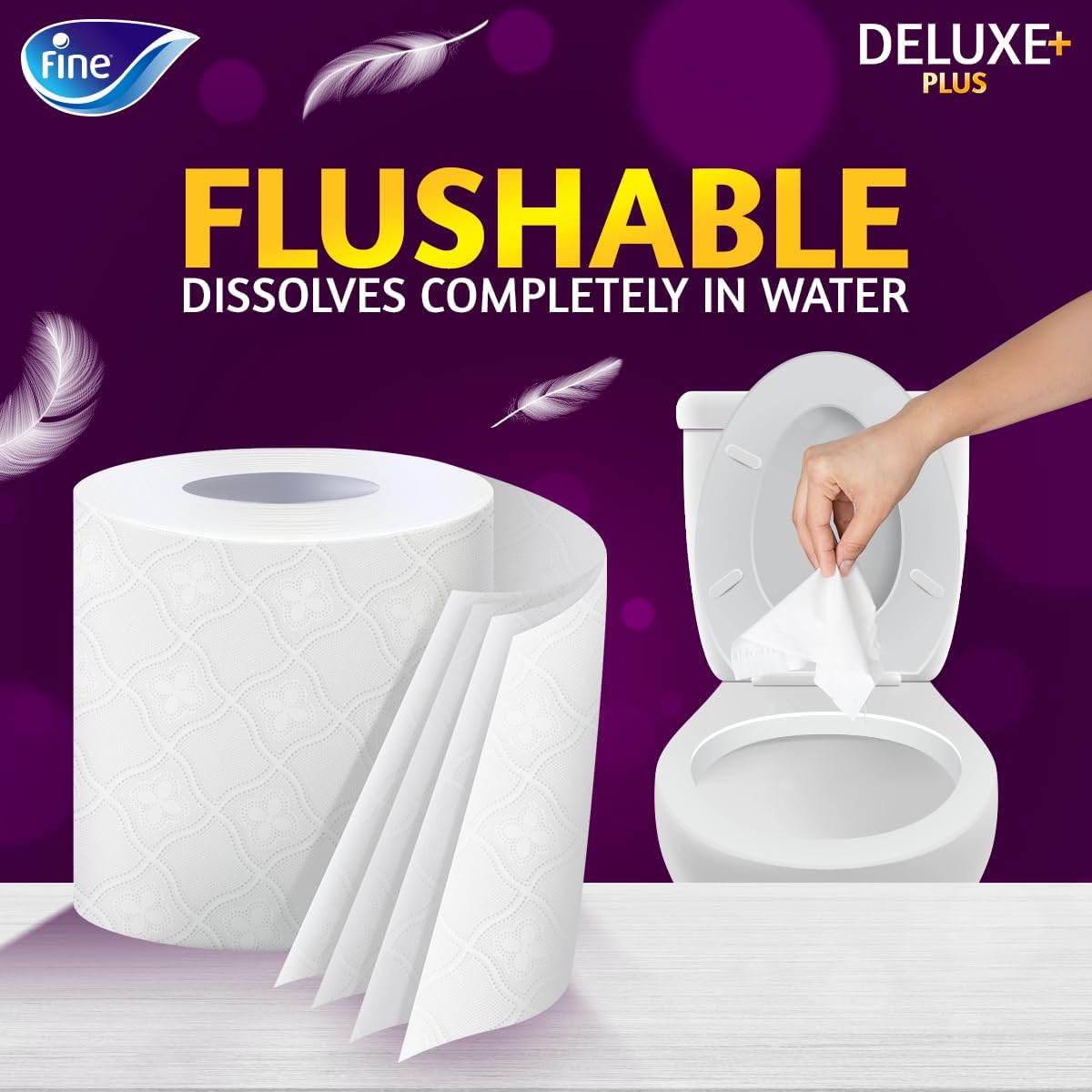 Fine Deluxe Toilet Paper 4 Ply, 9 Rolls x 140 Sheets (Pack of 2) — additional view 4