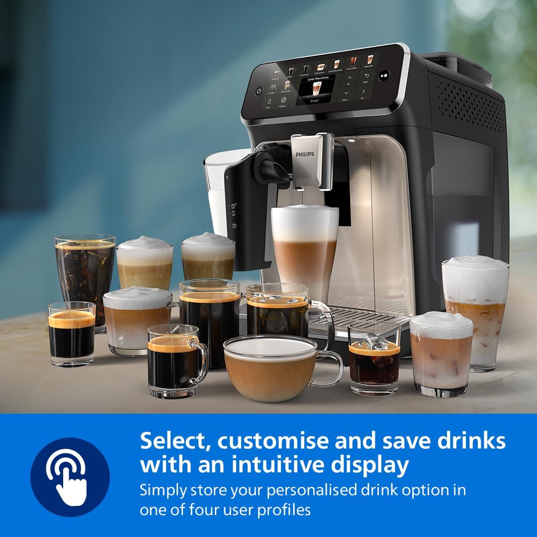 Philips Fully Automatic Coffee Machine, 20 Hot & Cold Beverages, 4 Profiles — Black