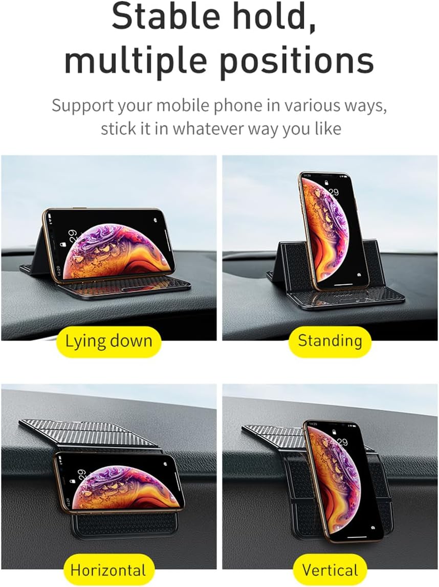 Baseus Car Dashboard Anti-Slip & Foldable Rubber Pad - Universal Non-Slip Silicone Sticky Mat for Phones, Sunglasses, Keys, Reusable & Heat Resistant