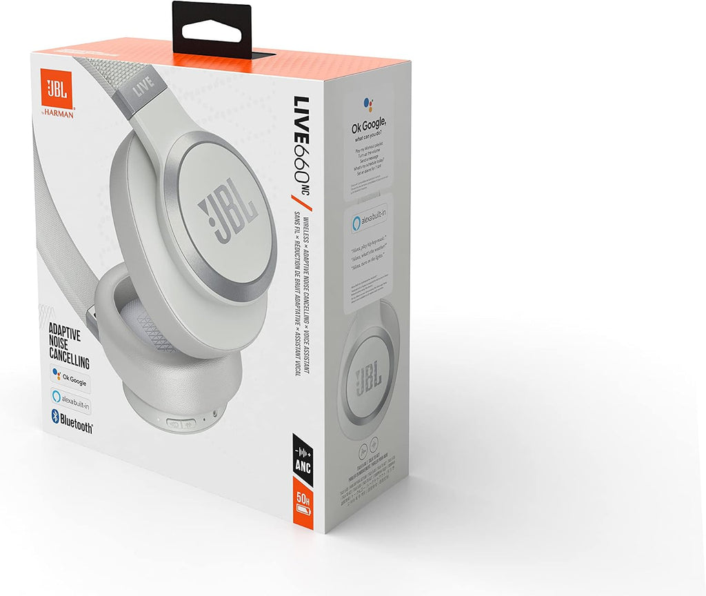 JBL Live 660NC Wireless Noise Cancelling Headphones — White