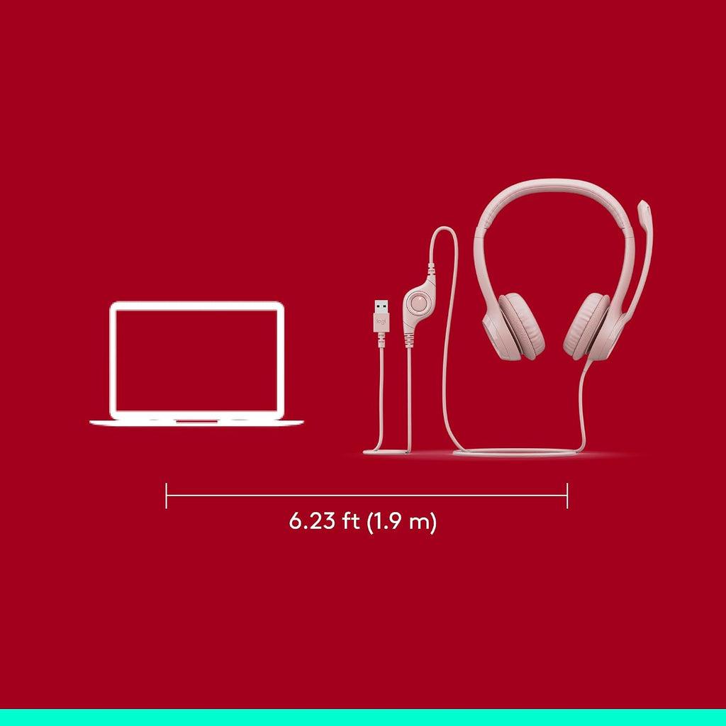 Logitech H390 Headset — Rose