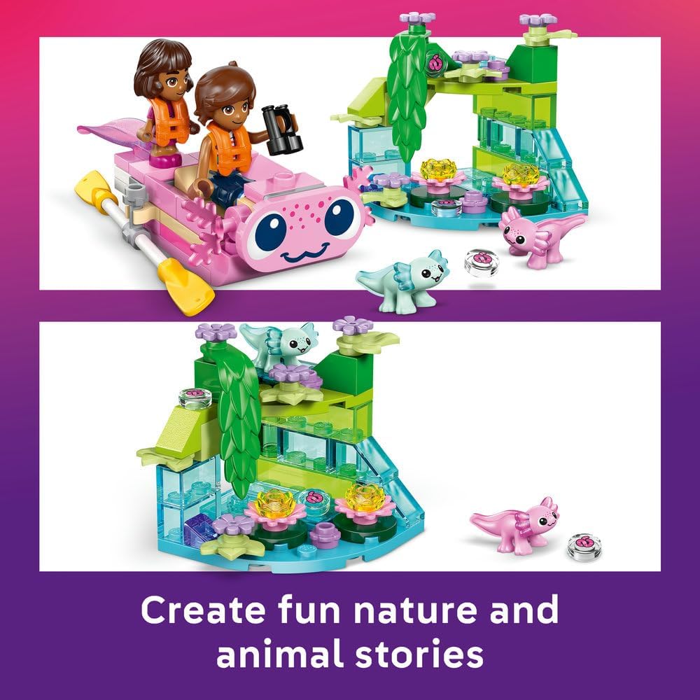 LEGO Friends Axolotl Adventure Boat Toy - incl. 2 Mini Dolls, 2 Cute Animal Figures, Plants, Flowers & Accessories - Birthday Gift for 5+ Year Old Girls - 42681