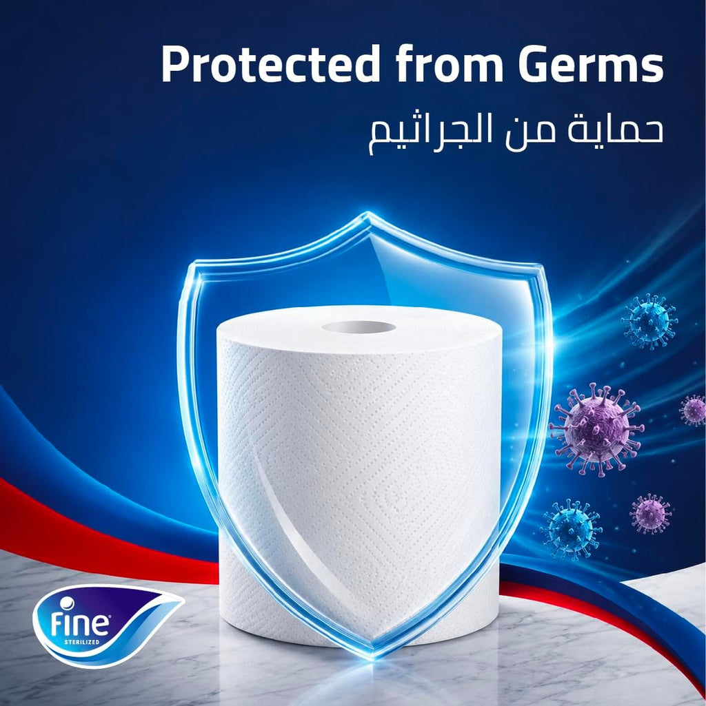 Fine Kitchen Paper Towel 2 Rolls, 325m X 1 ply, Fine Mega Roll, Sterilized Tissues For Germ Protection — additional view 3