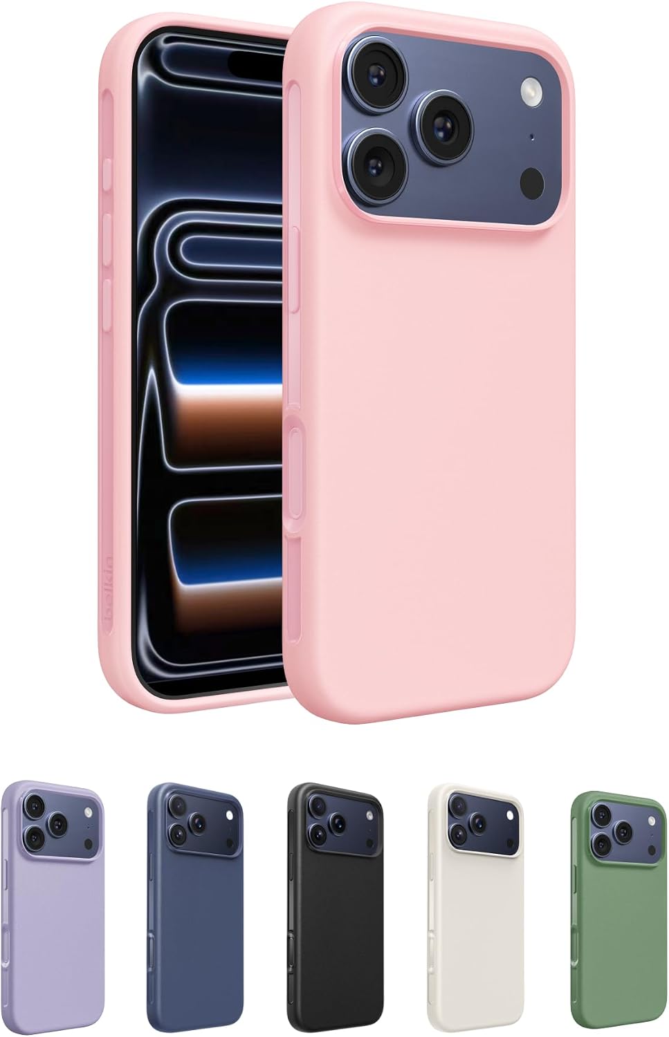 Belkin SheerForce Protect MagSafe Compatible iPhone 17 Pro Max Case with Slim Design & Anti-Scratch Treated Coating - Magnetic, Transparent, & Shockproof Protective iPhone Case - Pink