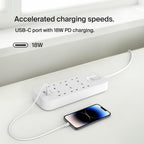Belkin 6-Outlet Surge Protector Power Strip, Wall-Mountable with 6 AC Outlets, 2M Power Cord, & Green Indicator Light - USB-C Port & USB-A Port w/USB-C PD Fast Charging - 650 Joules of Protection