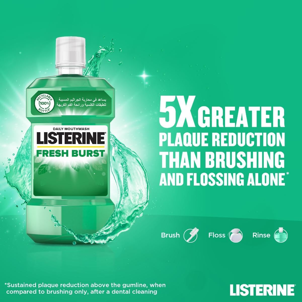Listerine Fresh Burst Antibacterial Mouthwash, 250 ml — additional product view 2