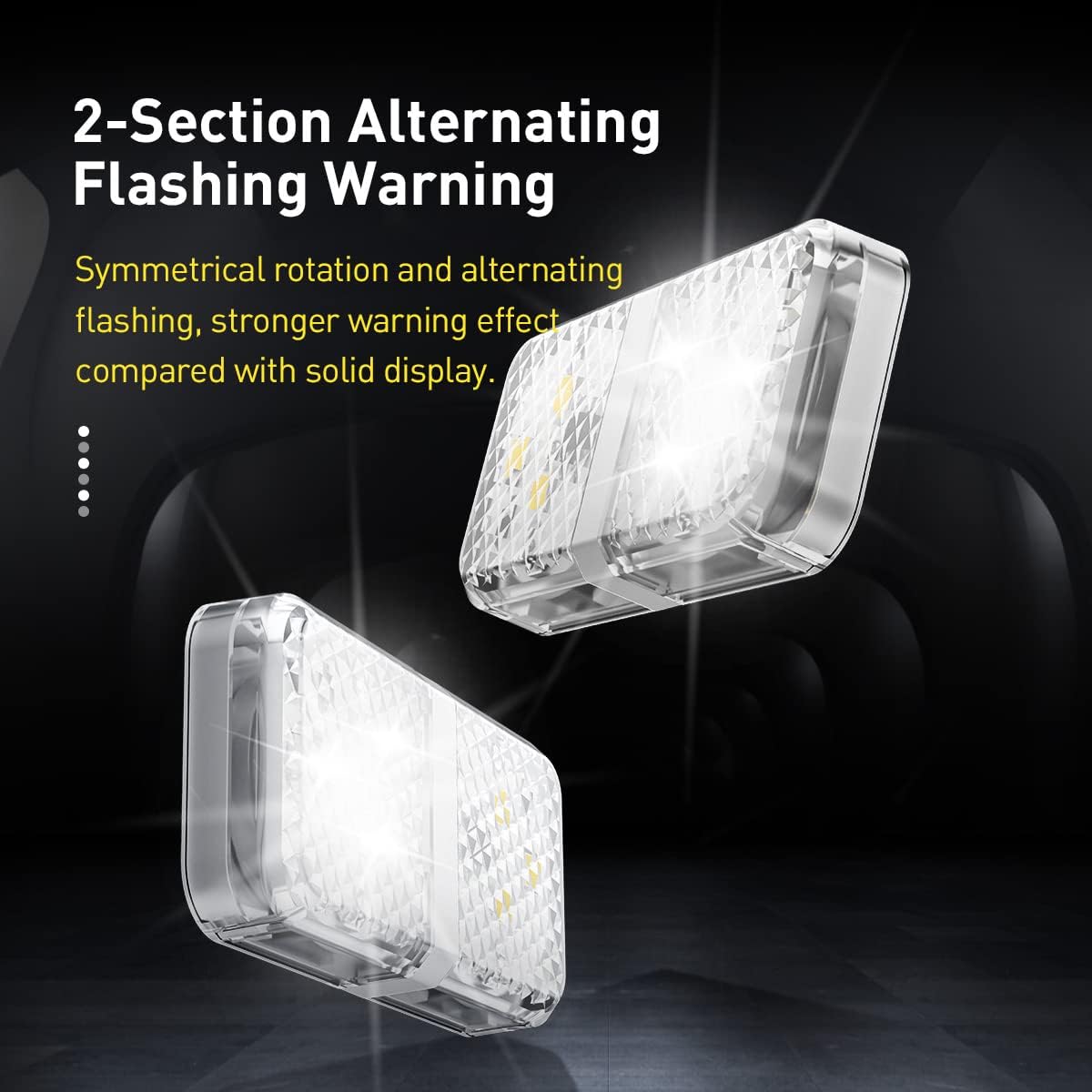 Baseus 2-Piece Universal Wireless Car Door LED Warning Light, Safety Light, Strobe Lights Warning Lights Waterproof for Anti rear-end Collision White