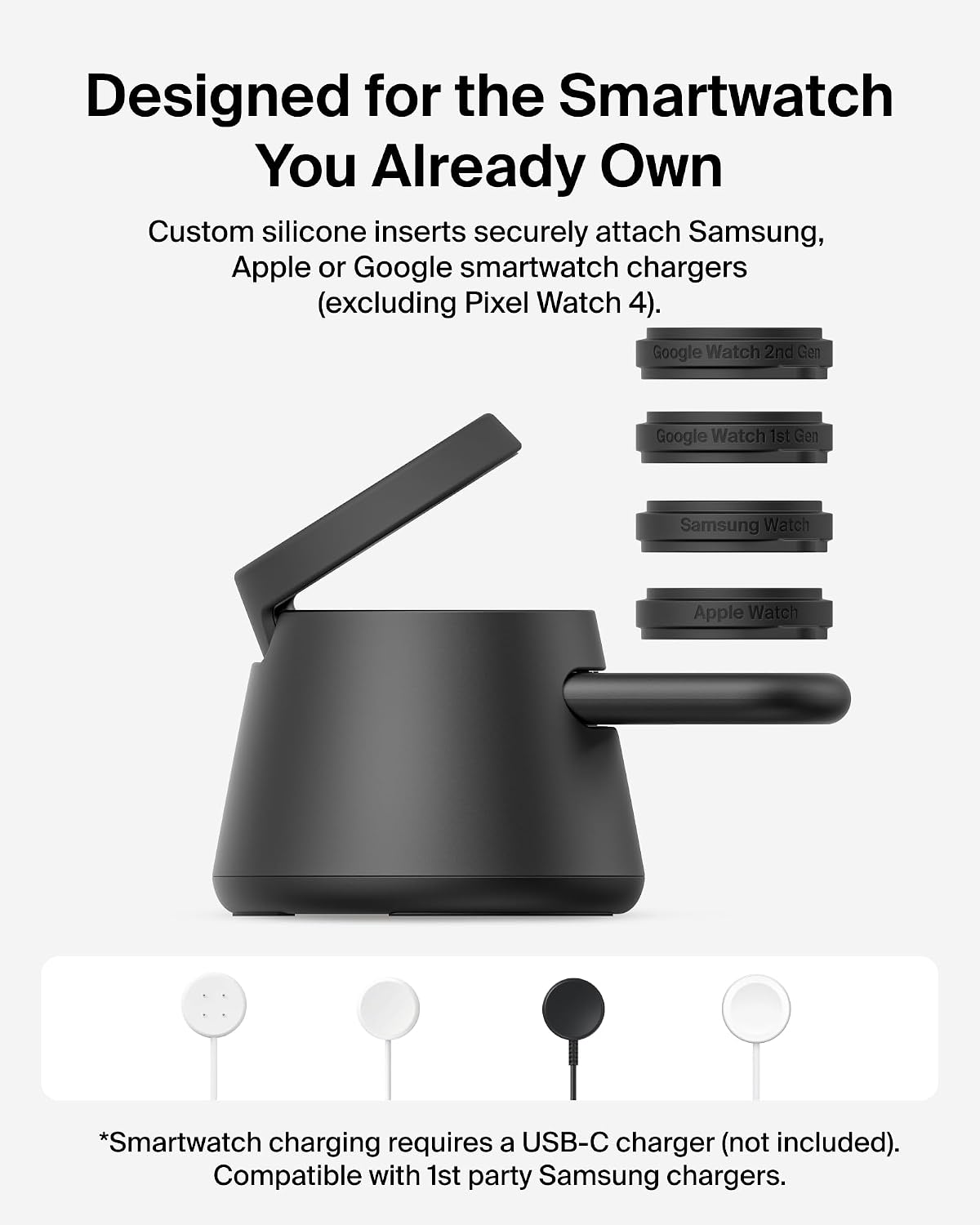 Belkin 3-in-1 Wireless Charging Station for Samsung Galaxy S26, Android - Qi2.2 25W Magnetic Charger for Pixel 10, iPhone 17, USB C Port for Galaxy, Pixel, & Apple Watch (Watch Charger Not Included)
