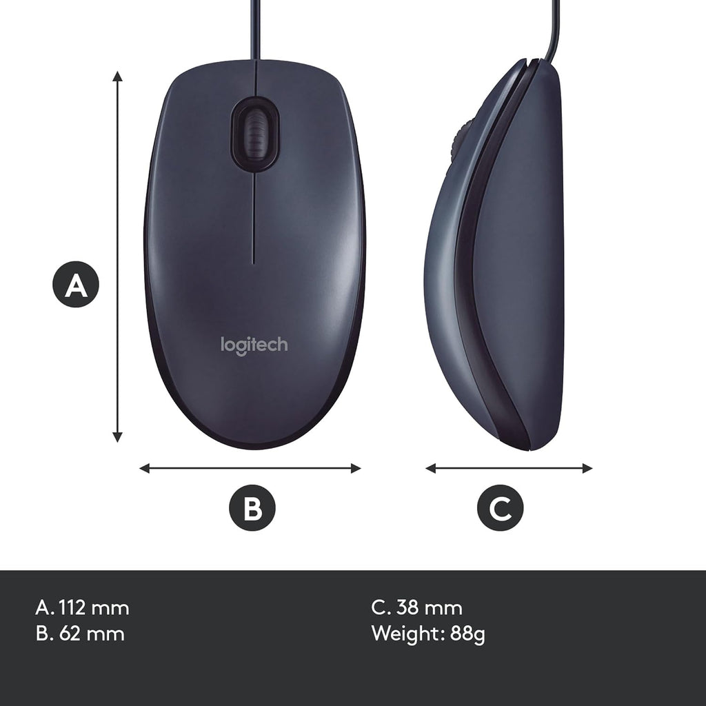 Logitech B100 Wired Mouse — Black
