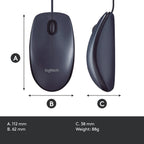 Logitech B100 Wired Mouse — Black