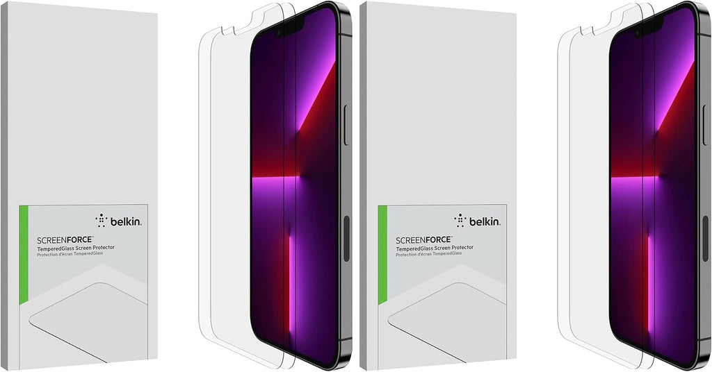 Belkin Iphone 13 Pro Max 4-Pack Screen Protector Temperedglass, Easy Application Bubble Free With Included Guide Stickers