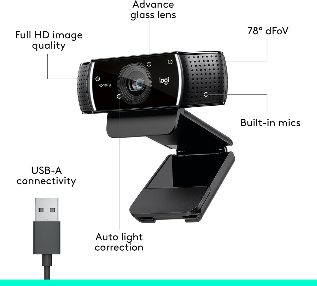Logitech C922 Webcam — Black