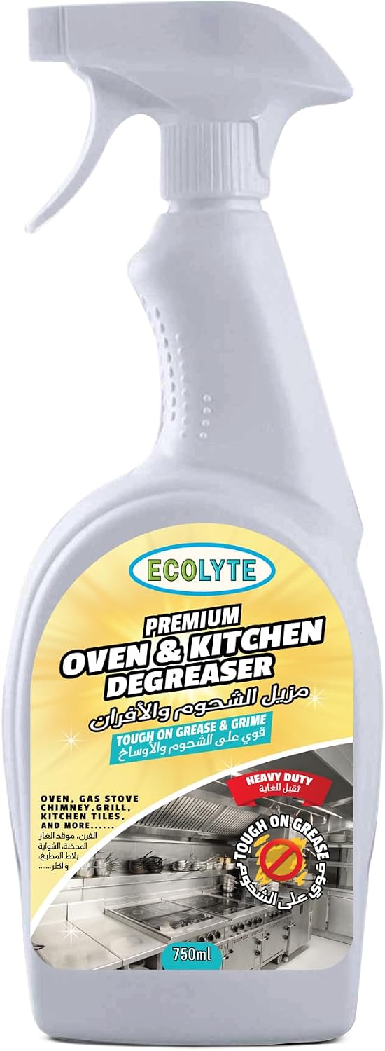 ECOLYTE+ Oven Cleaner & Kitchen Degreaser Premium Liquid, Suitable for Ovens, Chimney hoods, Grills, OTG, Gas Stove, Exhaust Fan, Removes tough Grease, Grime, Fats, Oils Remover (750 ml) — front product image