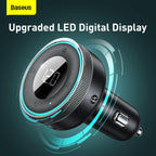 Baseus Bluetooth FM Transmitter 5.0 Car Wireless MP3 Charger 5V/3.4A Dual USB Adapter with LED Digital Display Multi-functional Ports Car Kit Built-in Mic Support Hands-Free Call
