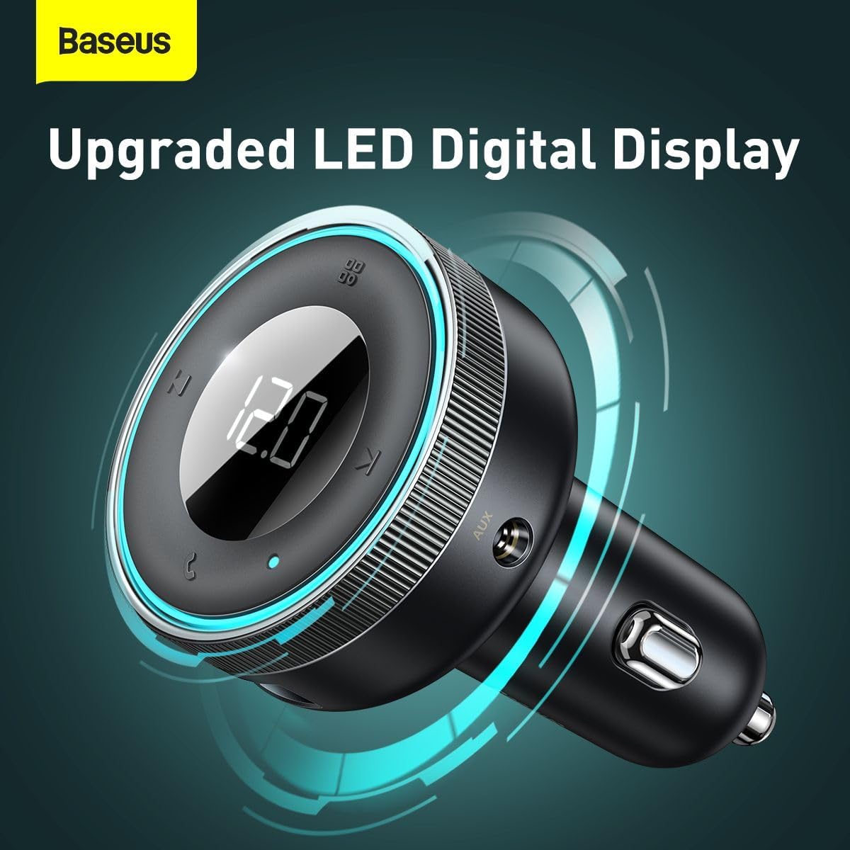 Baseus Bluetooth FM Transmitter 5.0 Car Wireless MP3 Charger 5V/3.4A Dual USB Adapter with LED Digital Display Multi-functional Ports Car Kit Built-in Mic Support Hands-Free Call