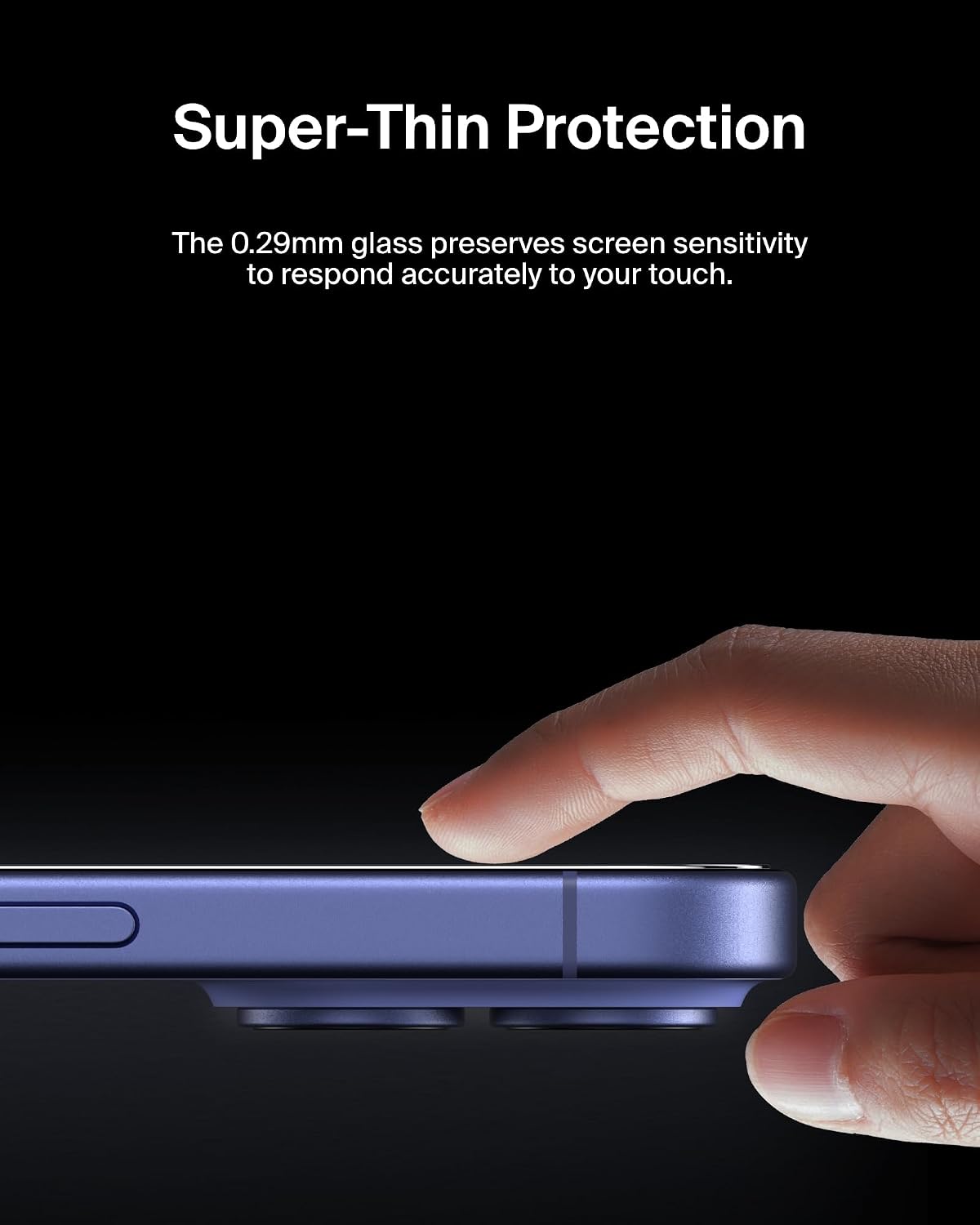 Belkin ScreenForce InvisiGlass iPhone 16 Plus Privacy Screen Protector, scratch-resistant, easy align tray for bubble free application, recycled glass for iPhone 16 Plus, iPhone 15 Plus, 14 Pro Max