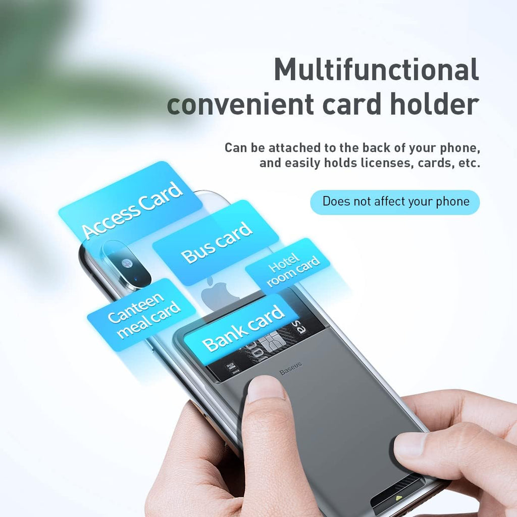Baseus Phone Card Holder for Back of Phone, Silicone Stick Card Phone Wallet — Dark Grey