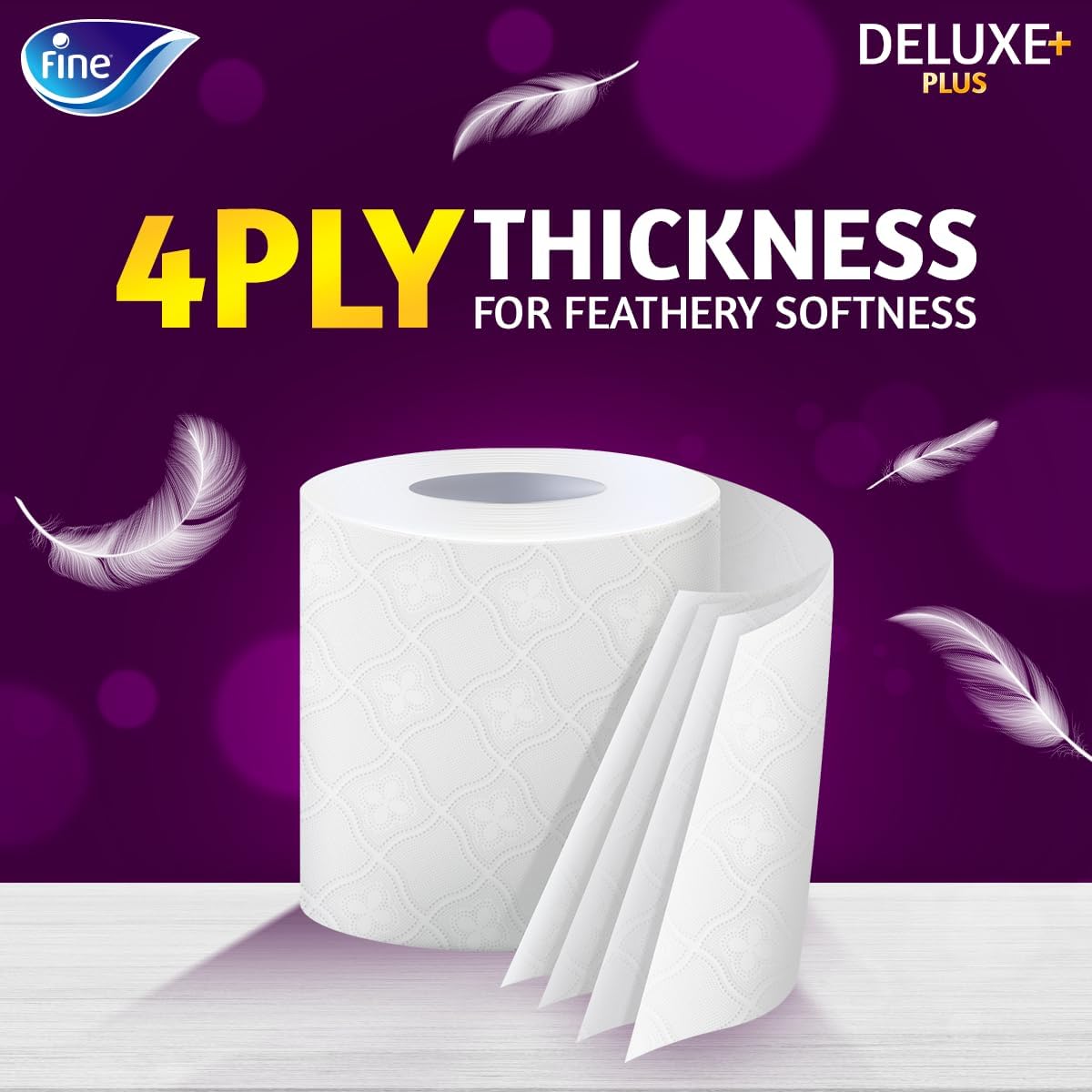 Fine Deluxe Toilet Paper 4 Ply, 9 Rolls x 140 Sheets (Pack of 2) — additional view 3