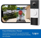TP-Link Tapo D210, 2K 3MP, Battery Powered, Two-Way Talk, IP64, Cloud/Local Storage, Works with Alexa and Google Home, Easy Installation, Tapo Smart Video Colour Night Vision Supported Doorbell