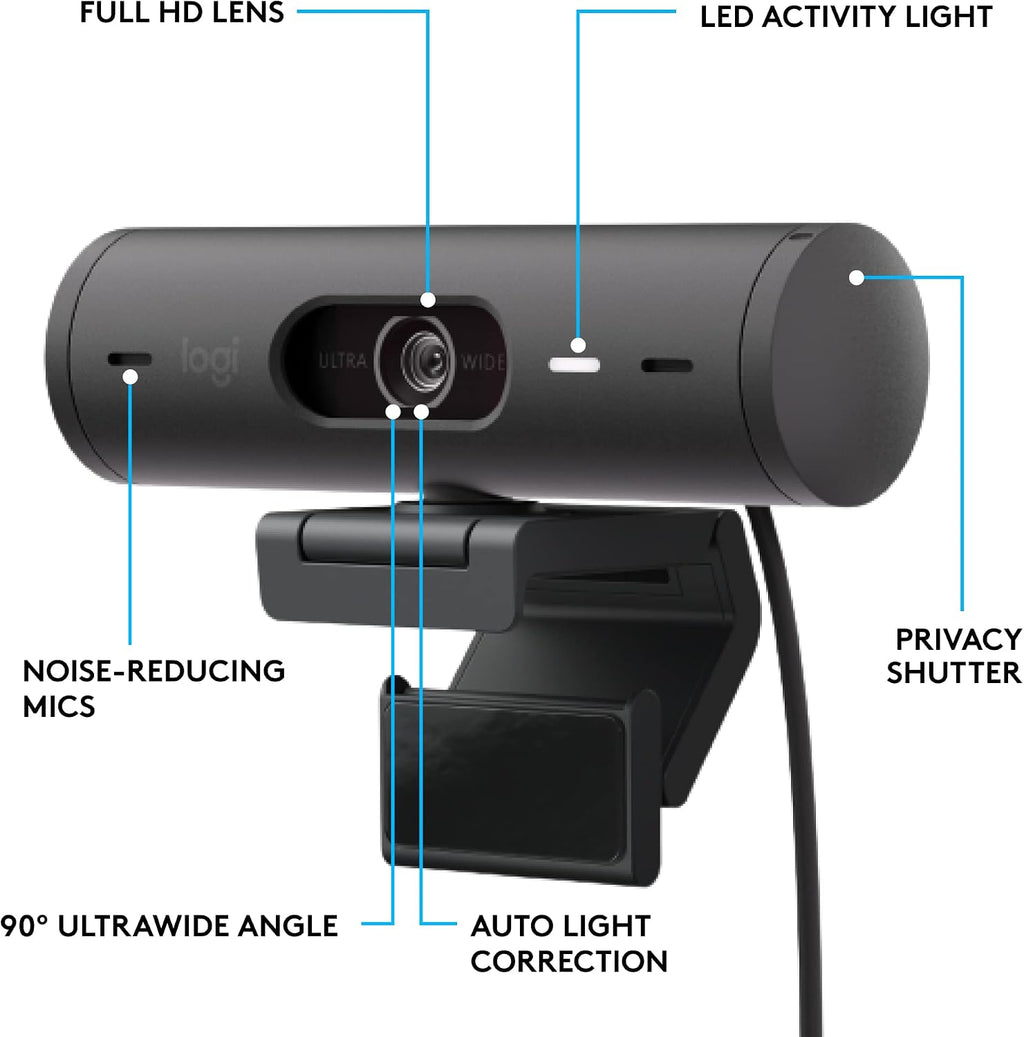 Logitech Brio 500 and Zone Vibe 100 Bundle — Graphite