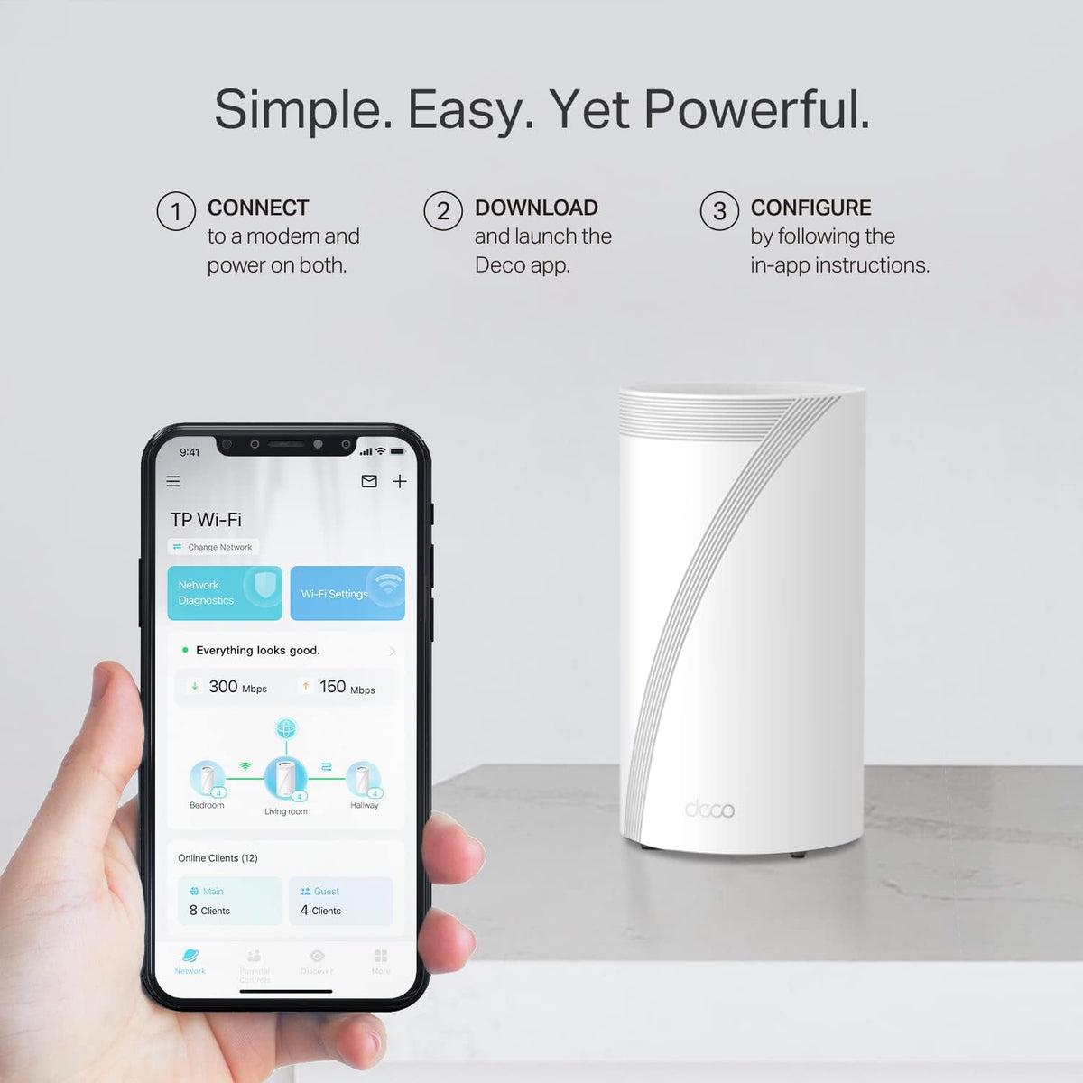 TP-Link Tri-Band WiFi 7 BE22000 Whole Home Mesh System (Deco BE85) | 12-Stream 22 Gbps | 2× 10G + 2× 2.5G Ports Wired Backhaul, 8× High-Gain Antennas | VPN, AI-Roaming, 4×4 MU-MIMO, HomeShield(2-Pack)