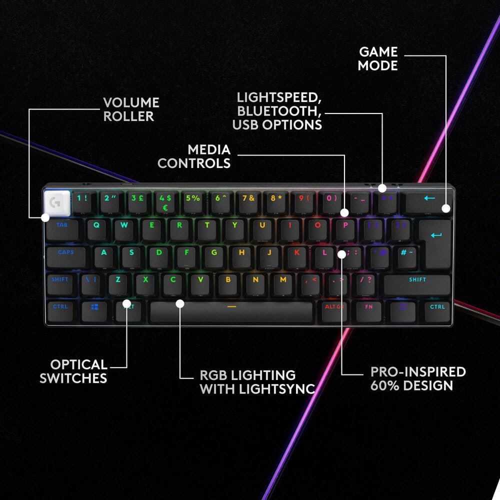 Logitech G PRO X 60 LIGHTSPEED Gaming Keyboard — Black