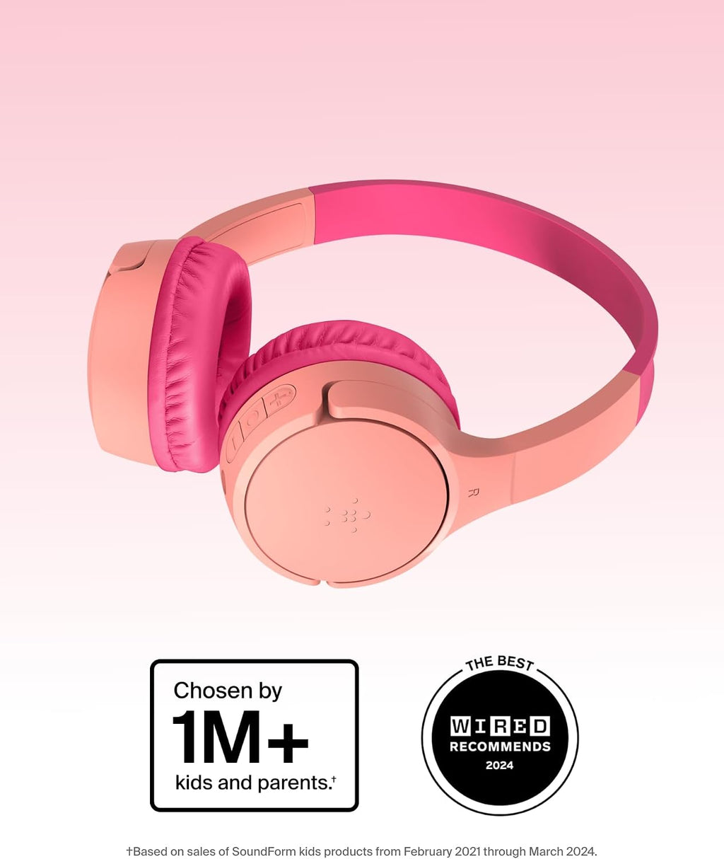 Belkin SoundForm Mini Kids Wireless Headphones with Microphone - Pink