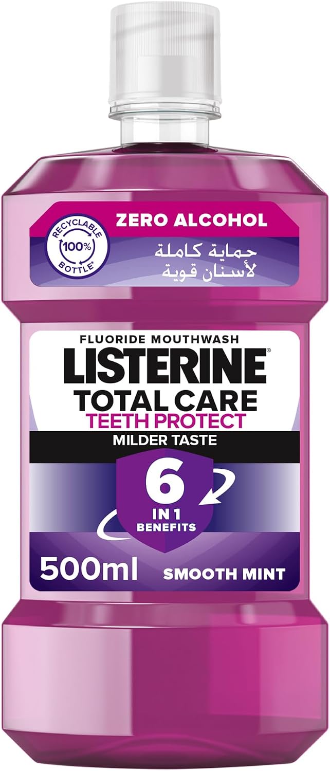 Listerine Total Care Zero Alcohol Mouthwash, Smooth Mint, 500 ml — front product image