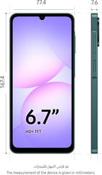 Samsung Galaxy A07 LTE, Android Smartphone, 128GB Storage, 4GB RAM, Green, 6x OS Upgrades, Large Display, 6nm Processor (UAE Version)