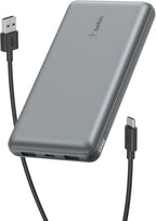 Belkin Portable Charger, USB C Power Bank 20000 mAh w/2 USB-A Ports, 15W w/A to C Cable - iPhone 17, Air, Pro, Pro Max, AirPods, Samsung Galaxy S25,iPad,Nintendo Switch 2,Google Pixel 10 – Space Gray