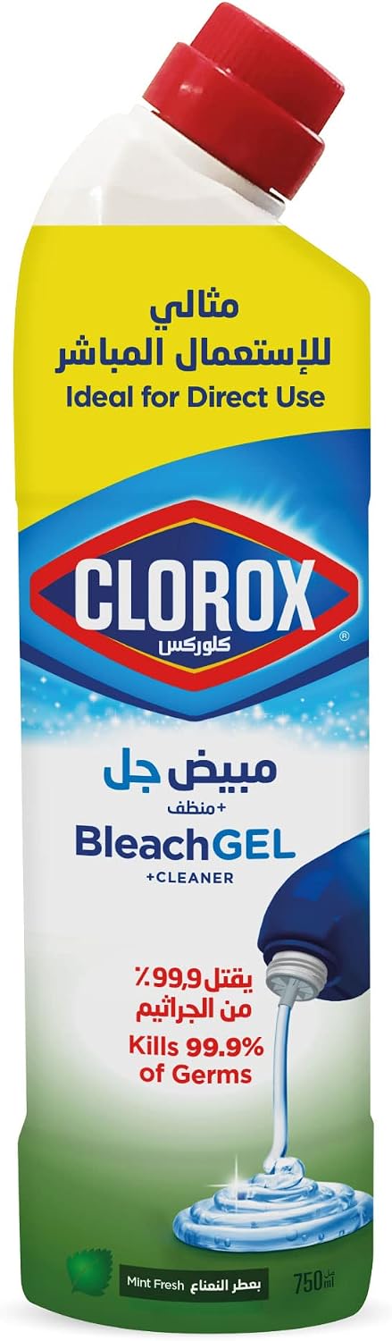 Clorox Bleach Gel and Cleaner, 750ml, Mint Freshness, Kills 99.9 Percent of Germs, Thick Gel Formula — front product image