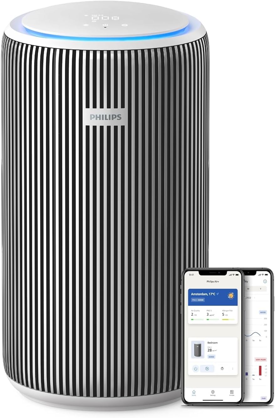 Philips Smart Air Purifier AC3220/60 Upto 135 m2 Room Size Smart Portable Air Purifier Real Time AQI Display — Covers upto 600 sqft 520 m3/h — (Silver, Arctic White) — Silver, Arctic White