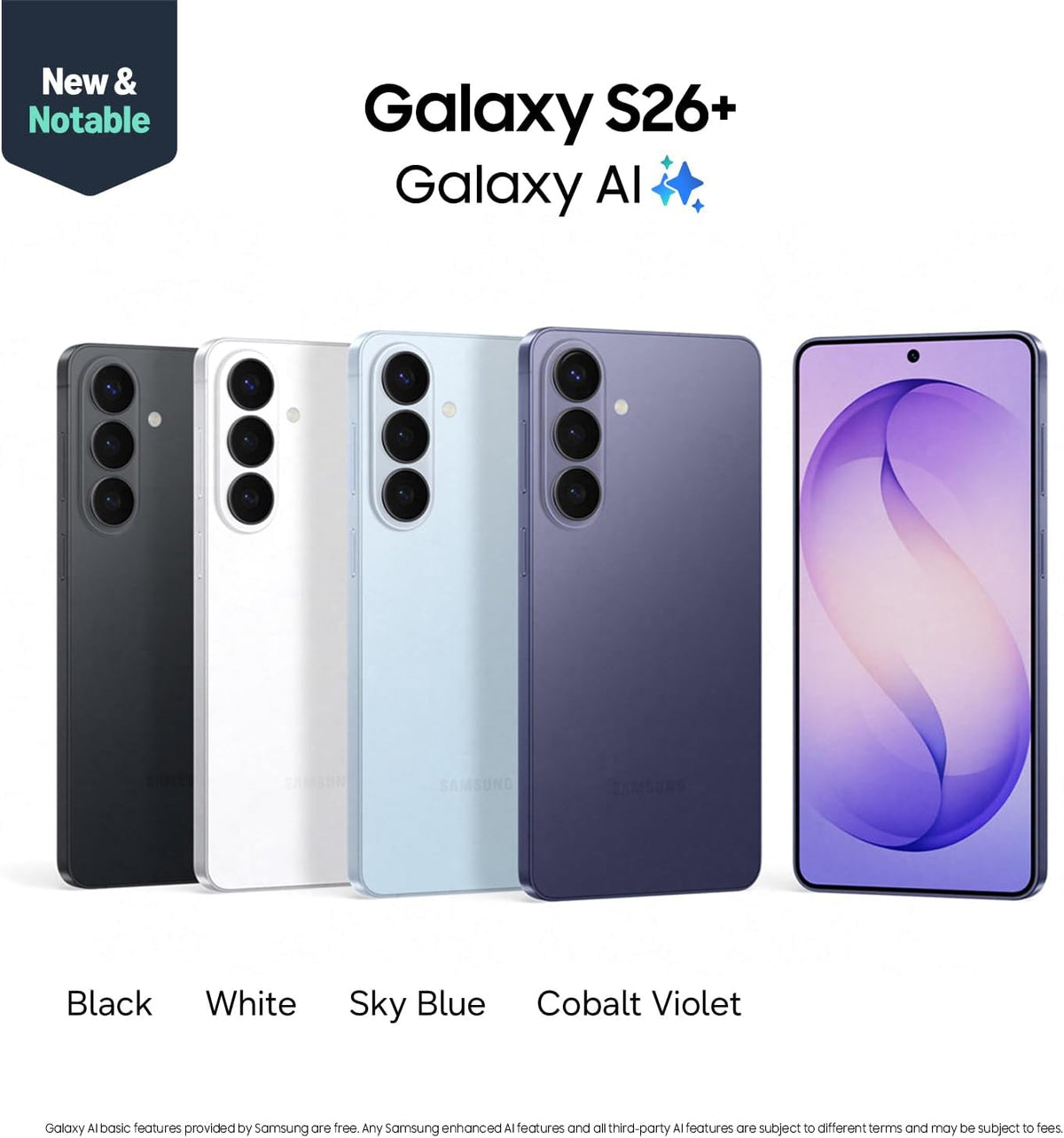 Samsung Galaxy S26+, Unlocked Android Smartphone, 256GB, Powerful Processor, Galaxy AI, Immersive Viewing, Durable Battery, 2026, International Version, White