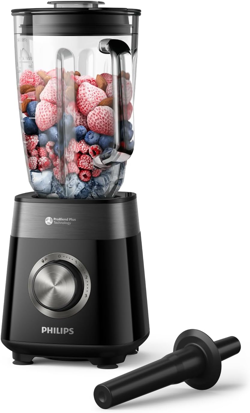 Philips 5000 Series Blender - 1200W Motor. ProBlend Plus Technology. Dishwasher-Safe Parts. 2L Capacity. Black (HR3030/00) — Black