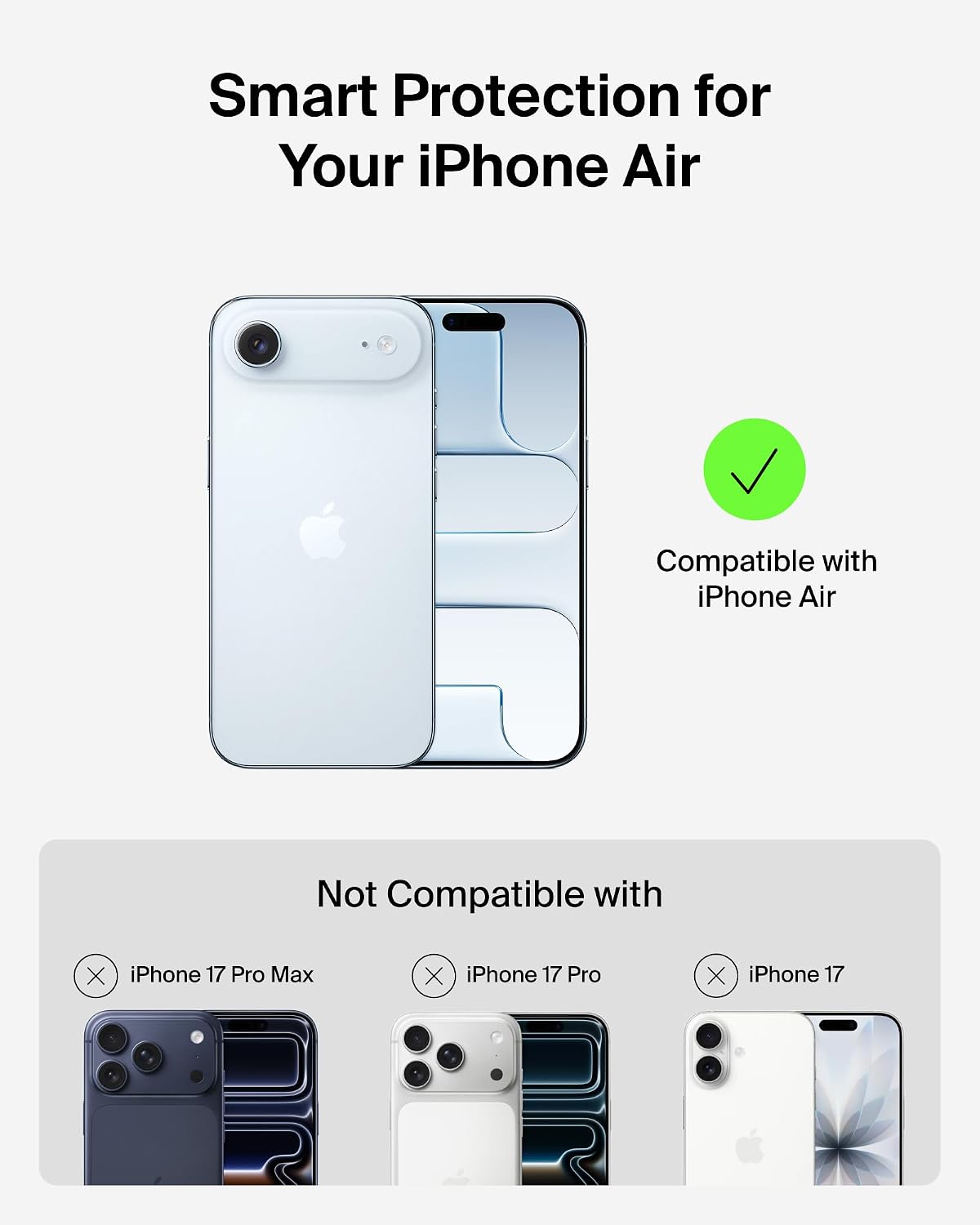 Belkin SheerForce Protect MagSafe Compatible iPhone Air Case with Slim Design & Anti-Scratch Treated Coating - Magnetic, Transparent, & Shockproof Protective iPhone Case - Black