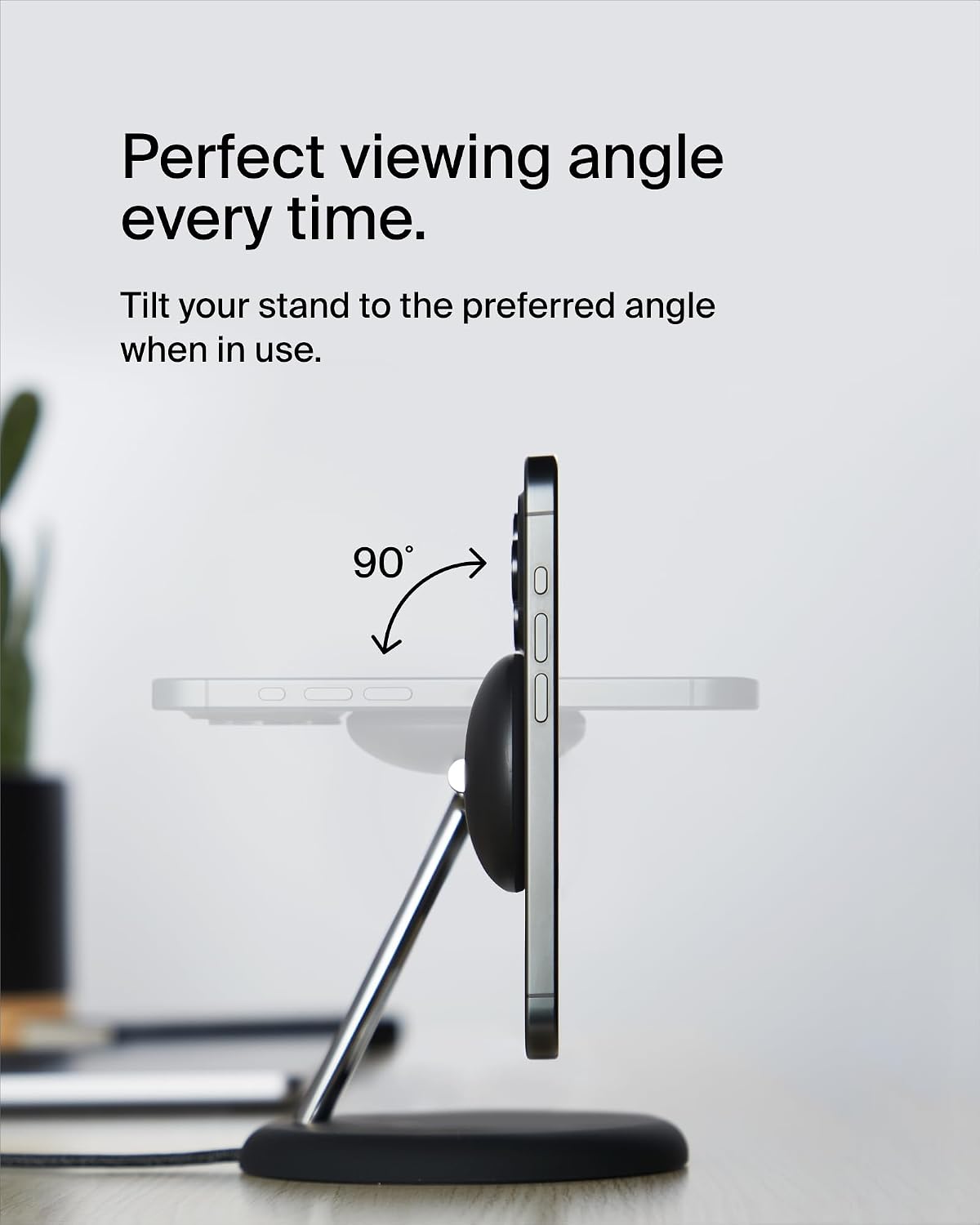 Belkin BoostCharge 3-in-1 Wireless Charging Stand with Qi2 15W, MagSafe Compatible Fast Charger for iPhone 17, Air, 16, 15, 14, 13, 12 Series, PixelSnap, AirPods, Apple Watch (PSU included) - Black
