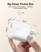 Belkin USB-C Charger Plug 67W with 3.3ft Retractable USB C Cable & Type C Port - GaN iPhone Charger, Fast Charging for iPhone 17 & 16 Series, Galaxy S26 Series, AirPods, Tablet, MacBook, Chromebook