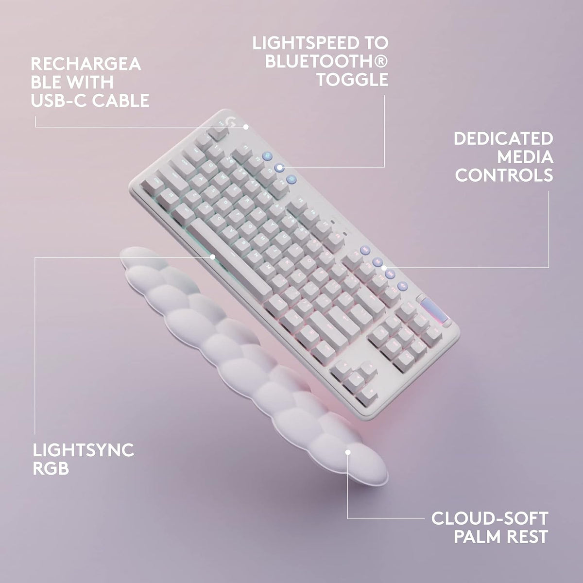 Logitech G715 Wireless Gaming Keyboard — White Mist
