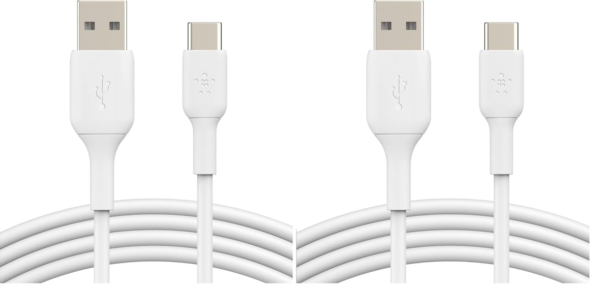 Belkin BoostCharge USB C charger cable, USB-C to USB-A cable, USB type C charging cable for iPhone 16, 15, Samsung Galaxy S24, S23, Google Pixel, iPad Pro, Nintendo Switch and more - 1m, White