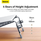 Baseus Laptop Stand for Desktop, Adjustable Ergonomic Portable Holder,4-Gear Adjustable — For Laptop (4-Gear Adjustable) — Grey