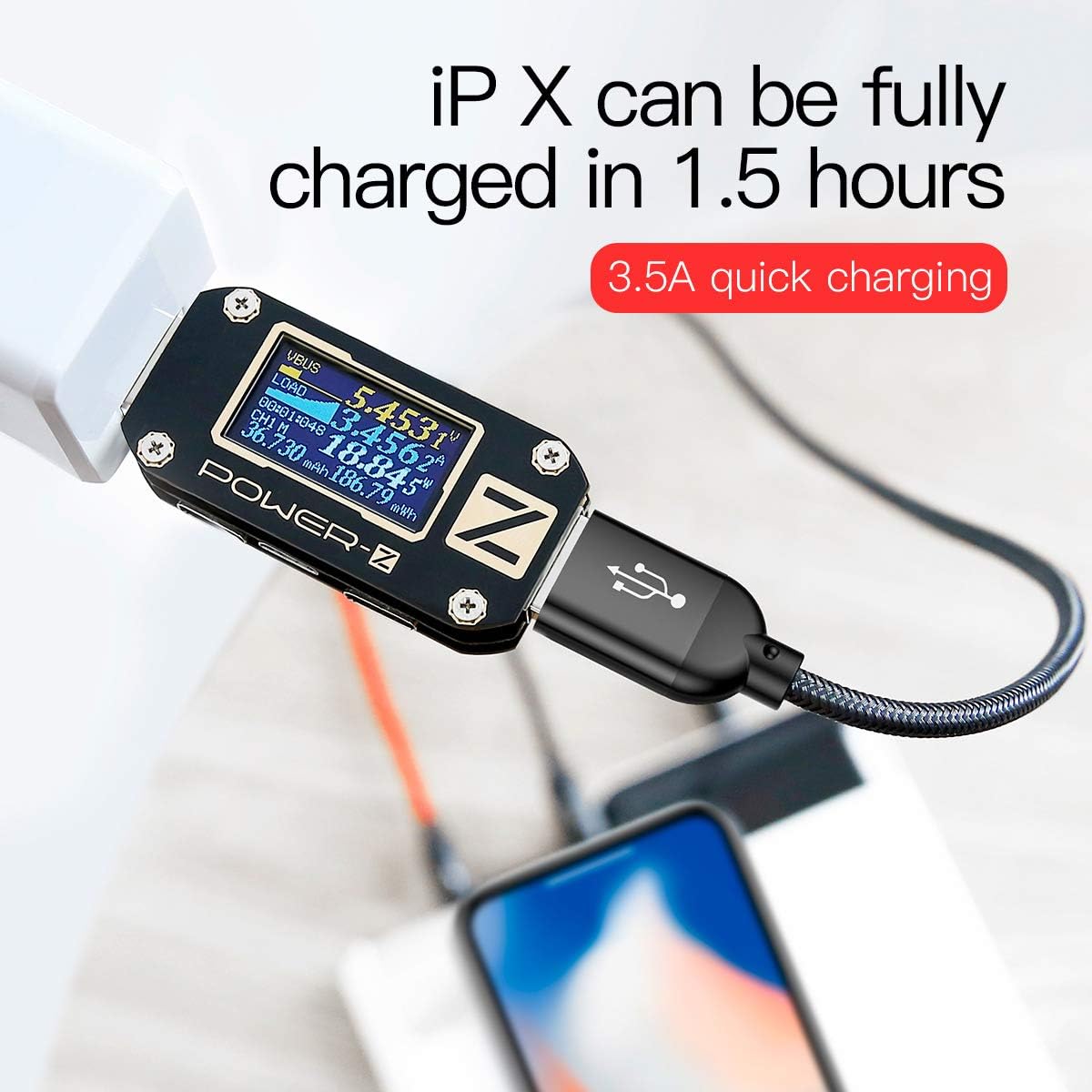 Baseus 3 in 1 USB Charging Cable Lighting Micro and Type C Three Primary Colors Data Sync Quick Charging — 30 Centimeters — Black