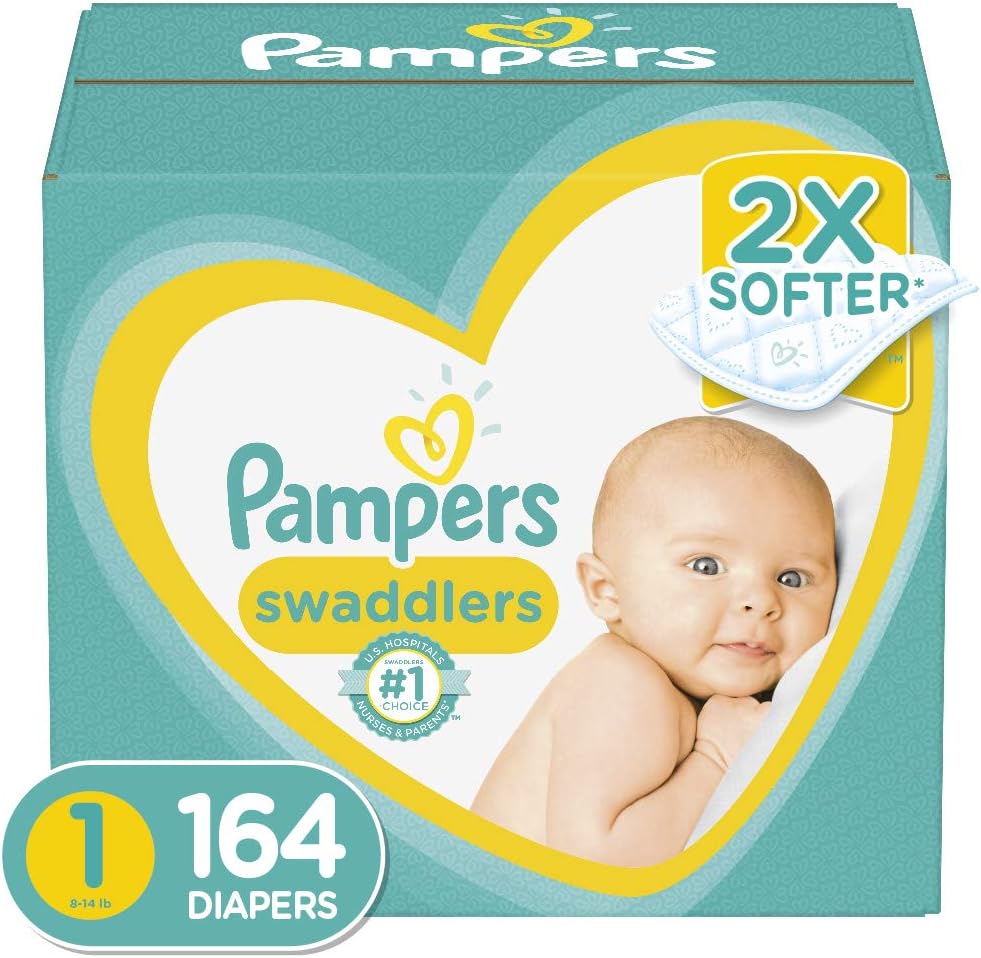 Diapers Newborn/Size 1 (8-14 lb) - Pampers Swaddlers Disposable Baby Diapers, Enormous Pack, Size 1, 164 Count (Pack of 1)
