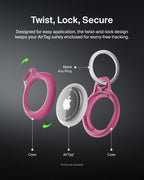 Belkin Airtag Case With Key Ring (Secure Holder Protective Cover For Air Tag Scratch Resistance Accessory) – Pink