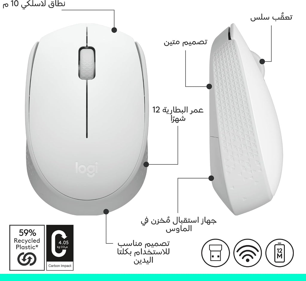 Logitech M171 Wireless Mouse — Off White