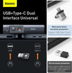 Baseus Orange Dot Wireless Presenter with Red Laser – Rechargeable Presentation Clicker with USB A/C Receiver, 100m Range for PowerPoint, Keynote, Windows, Mac - Grey — Pointer