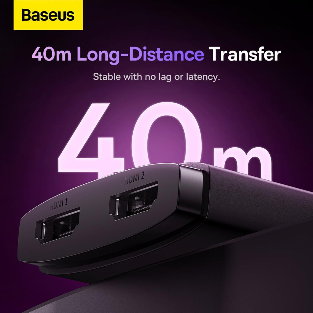 Baseus 2 IN 1 OUT HDMI Switch, Bi-Directional HDMI Splitter, Easy Switch HDMI Selector Support 4K, HDR, 3D, HDCP — Switch W/Cable — Black