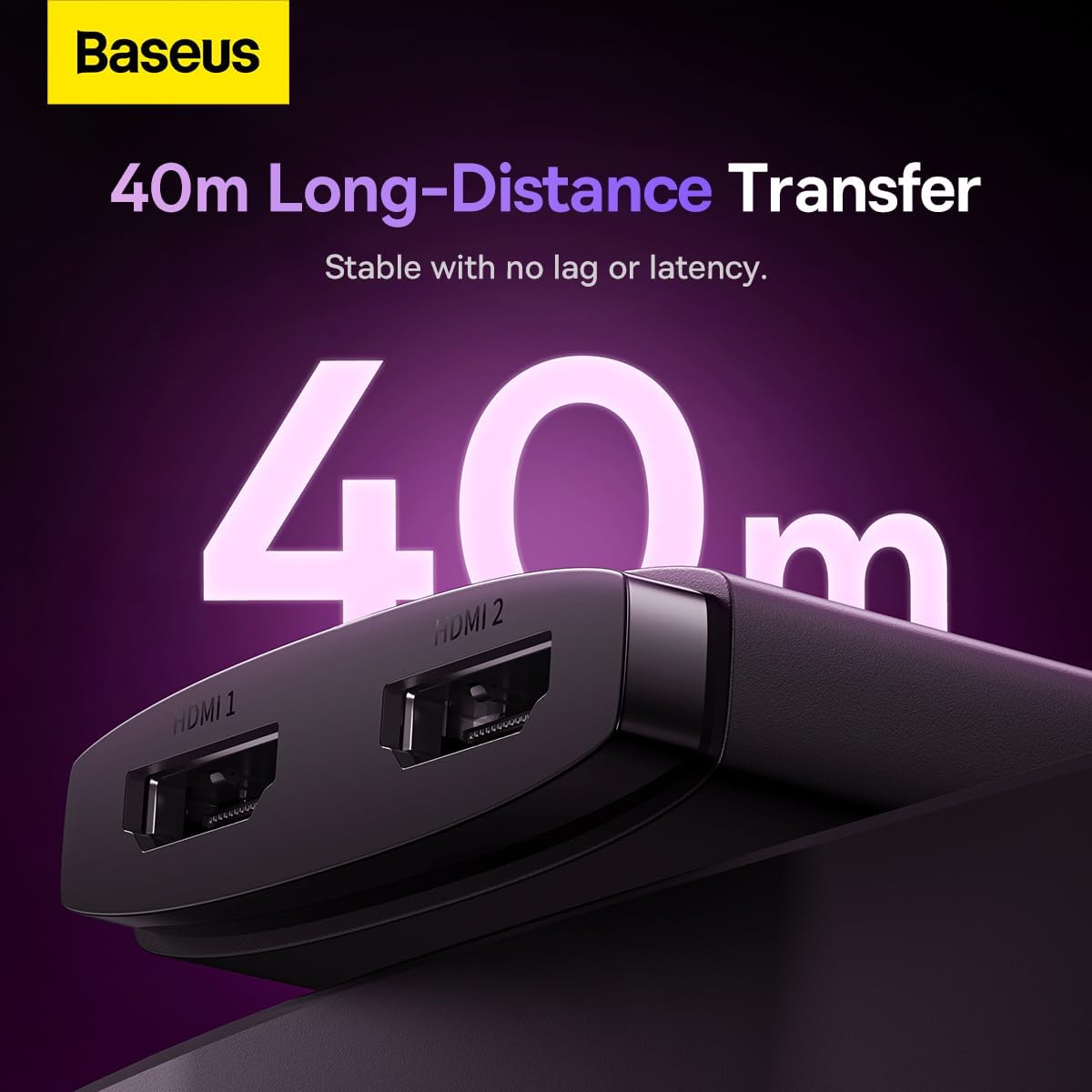 Baseus 2 IN 1 OUT HDMI Switch, Bi-Directional HDMI Splitter, Easy Switch HDMI Selector Support 4K, HDR, 3D, HDCP — Switch W/Cable — Black