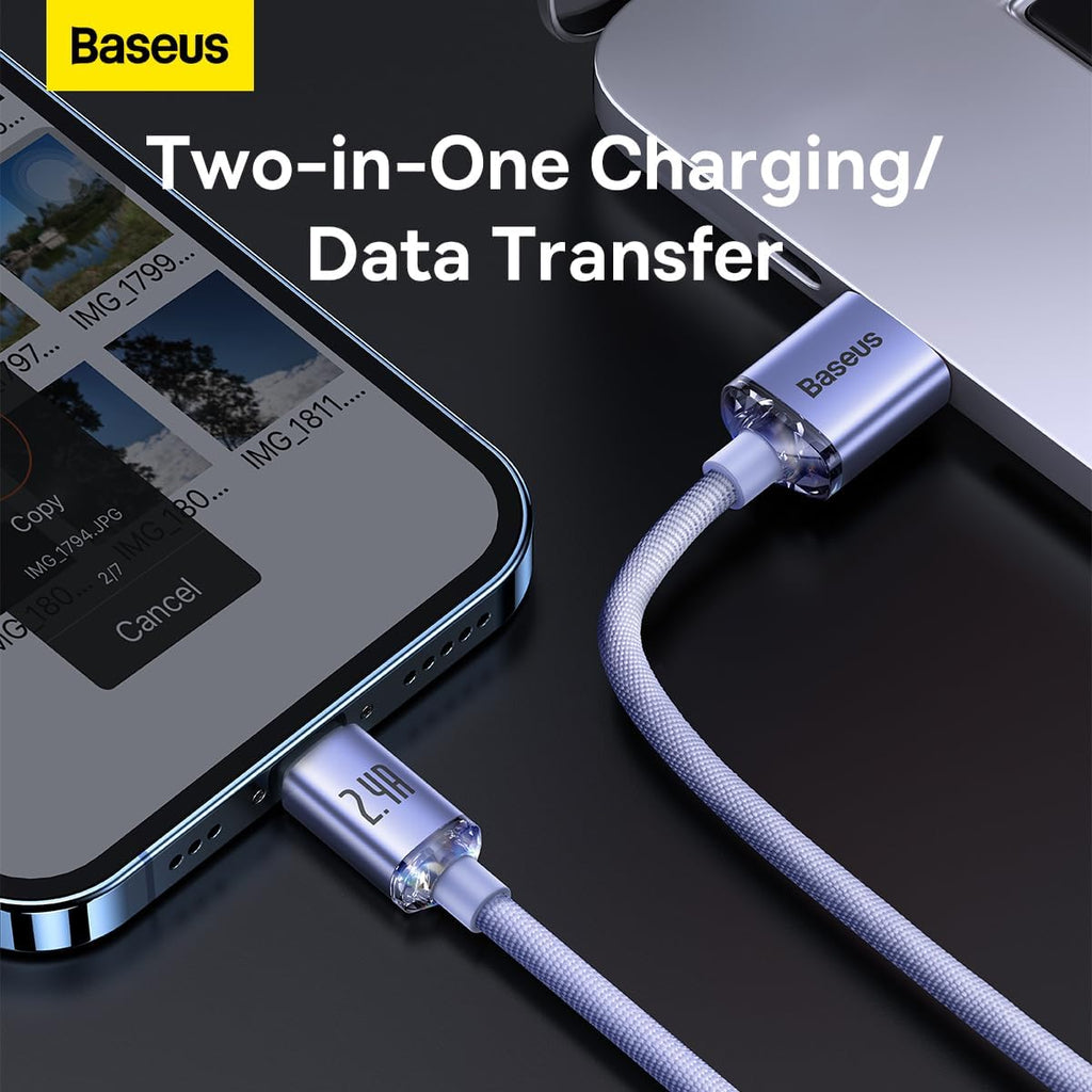 Baseus Crystal Shine USB-A to Lightning Cable 2.4A — 1.2m — Purple