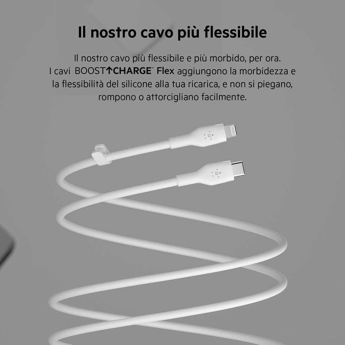 Belkin Boostcharge Flex Silicone Usb Type C To Lightning Cable (3M/10Ft), Mfi Certified 20W Fast Charging Pd Power Delivery For Iphone 13, 12, 11, Pro, Max, Mini, Se, Ipad And More - White